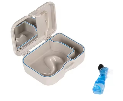Caja con espejo para  placas / ortodoncia /  dentadura x unidad Con cepillo - Cotisen