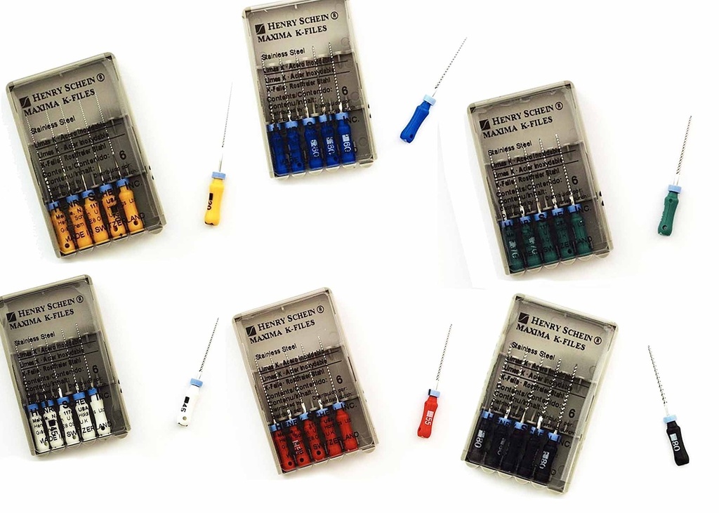 Limas K X6 Unidades iguales - 1ra serie - Dif tamaños - 21 mm - Henry Schein