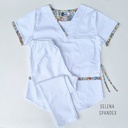 Ambo Selena Expandex Blanco con detalles  en  estampado - Pantalon y Chaquetilla  Femenino - Inprof