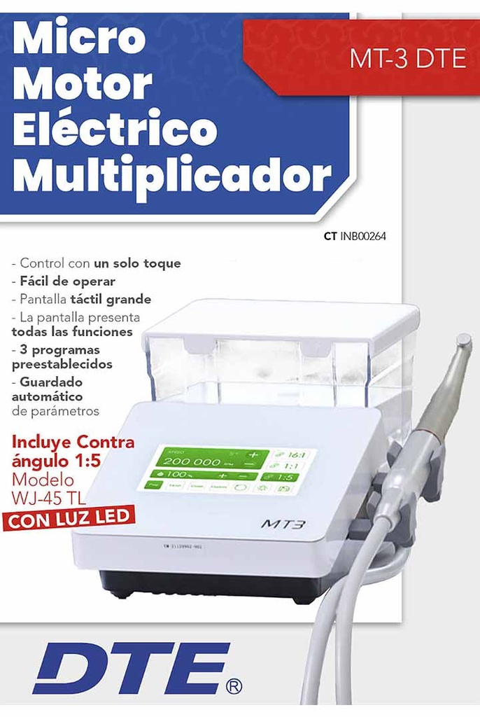 Micromotor eléctrico con luz MT3 + CA1:5 con luz y boton -DTE