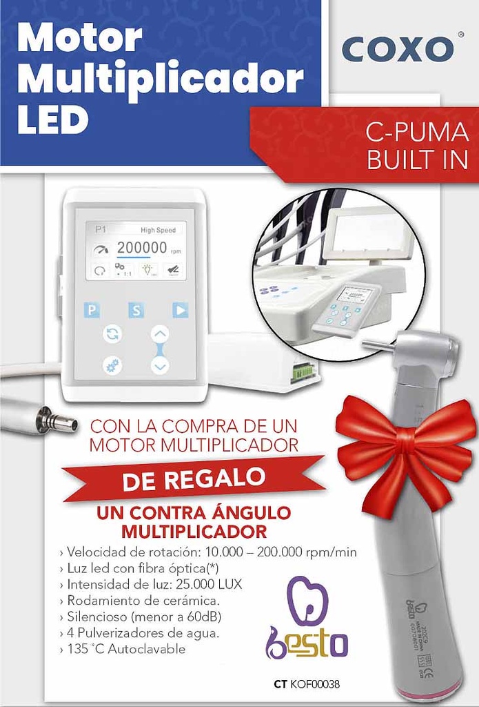 MOTOR - Fisiodispenser +  Contra Ángulo 20:1  Luz LED - Coxo