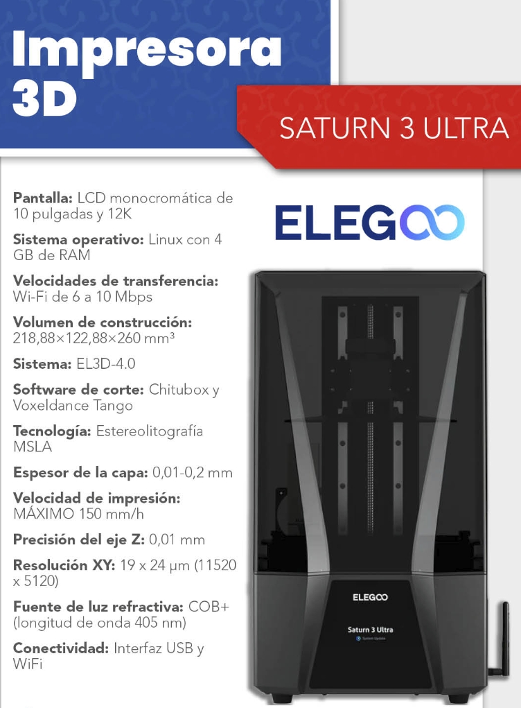 Impresora 3D  Saturn 3 Ultra 12K - Elegoo
