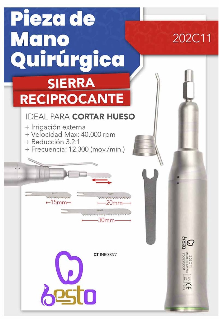 Pieza de mano  Quirúrgica - 202C11 4:1 - 40.000 rpm - Besto