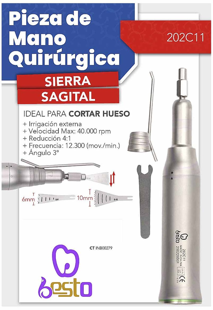 Pieza de mano  Quirúrgica - 202C11 4:1 - 40.000 rpm - Besto
