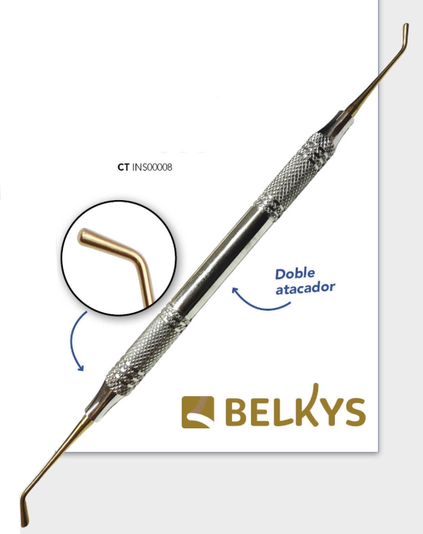 Espátula Composite Titanio - Mango Anatómico - Doble atacador / condensador - Belkys