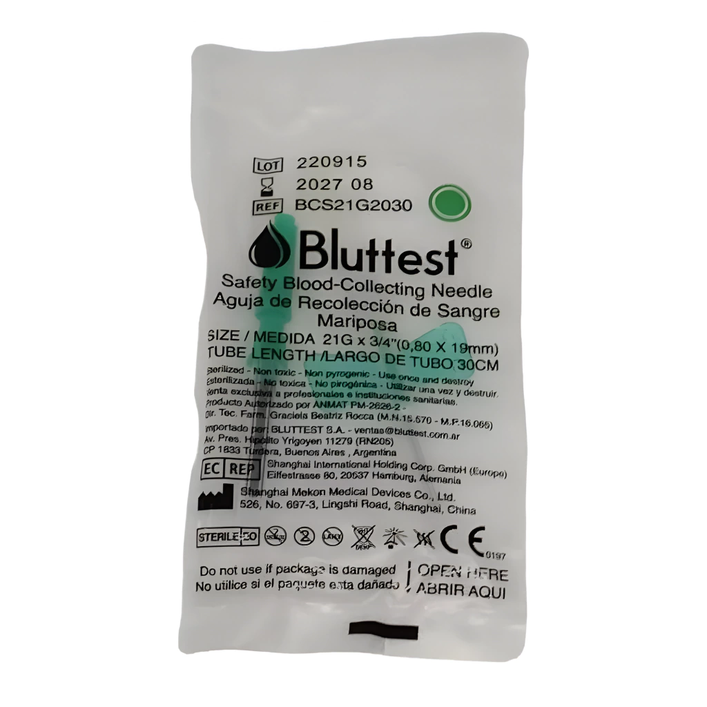 Aguja Mariposa / Butterfly  Pericraneal - PRP 21Gx3/4 -  x 1 unidad - Bluttest