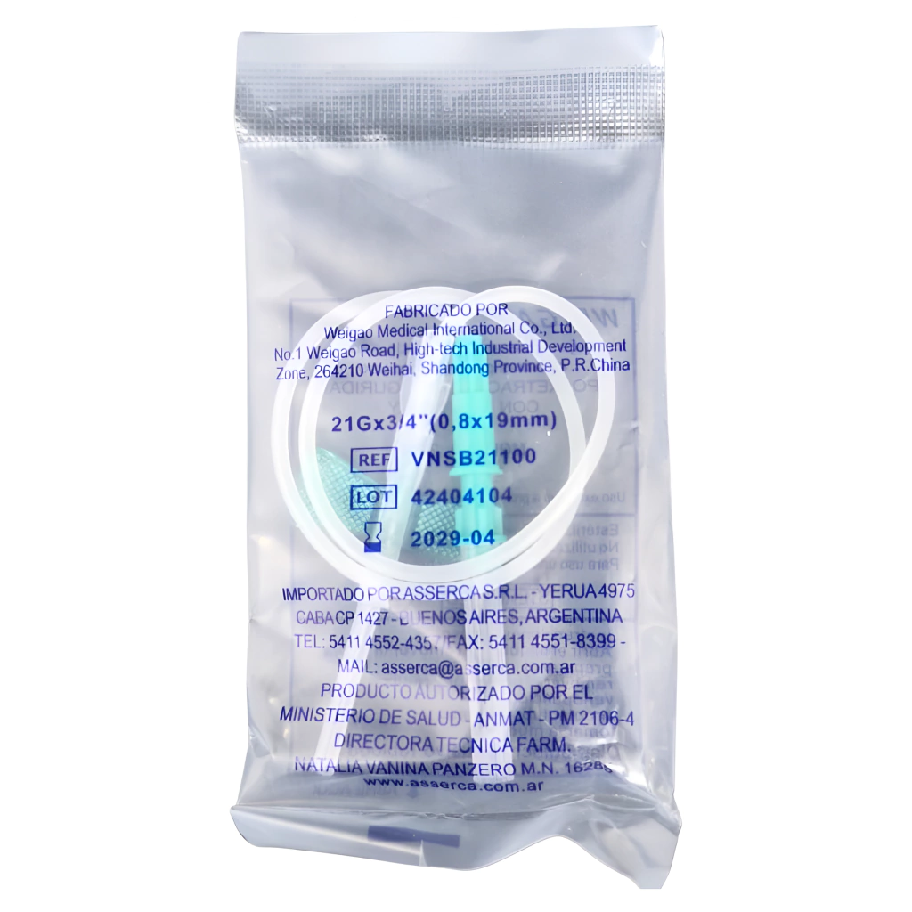 Aguja Mariposa / Butterfly  PRP con cierre de seguridad 21Gx1” - x 1 unidad - Weigao