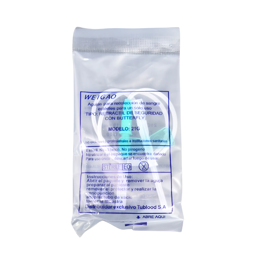 Aguja Mariposa / Butterfly  PRP con cierre de seguridad 21Gx1” - x 1 unidad - Weigao