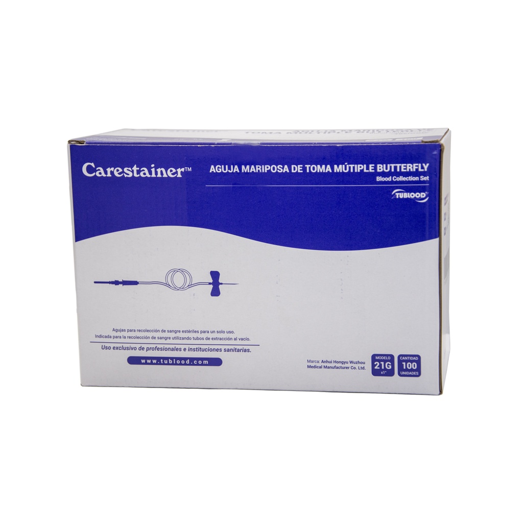 Aguja Mariposa / Butterfly  toma multiple - 21G - x unidad - Carestainer