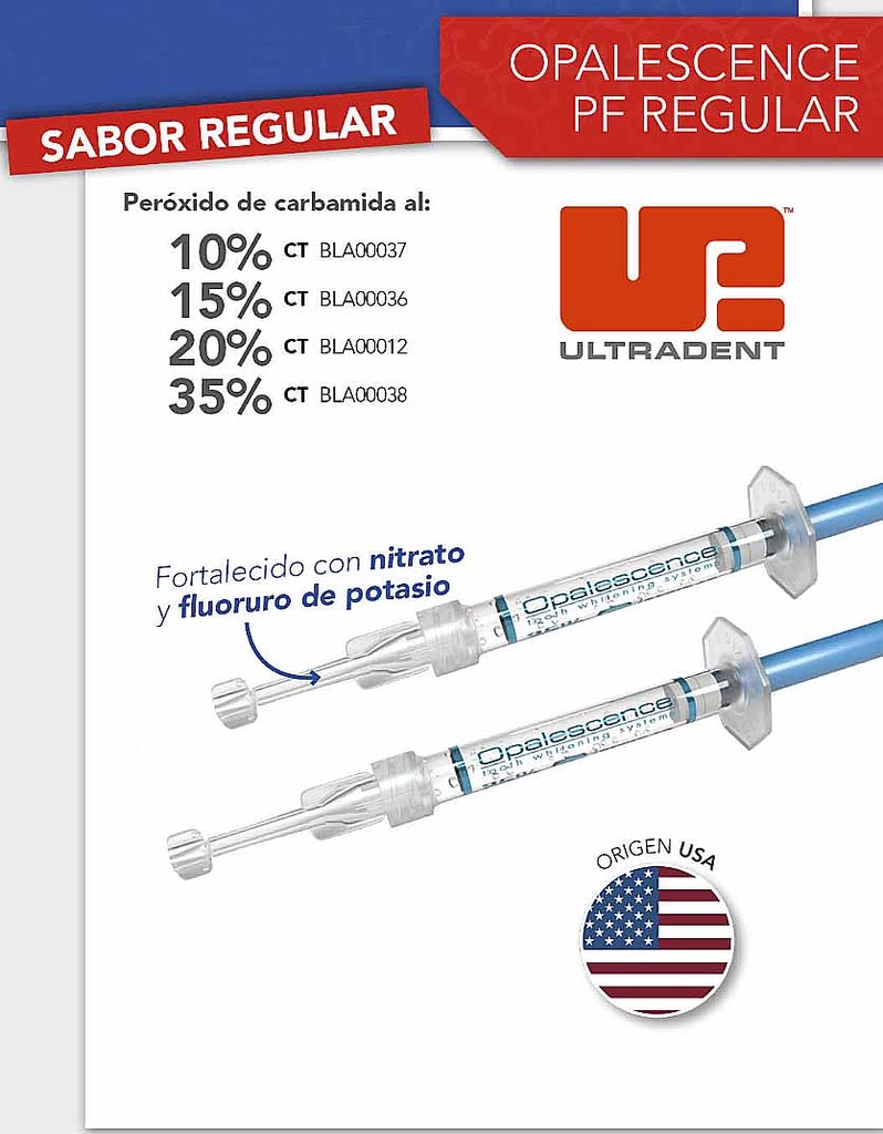 Blanqueador Opalescence - PF Regular - Ambulatorio - 12 un - Carbamida - ULTRADENT