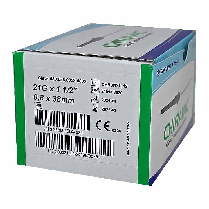 Agujas al vacío de recolección múltiple - 21G x 1 1/2” (38mm) - Chiravac