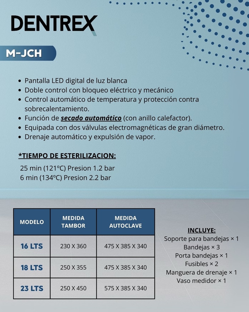 Autoclave con Bomba de secado 16 litros - Dentrex