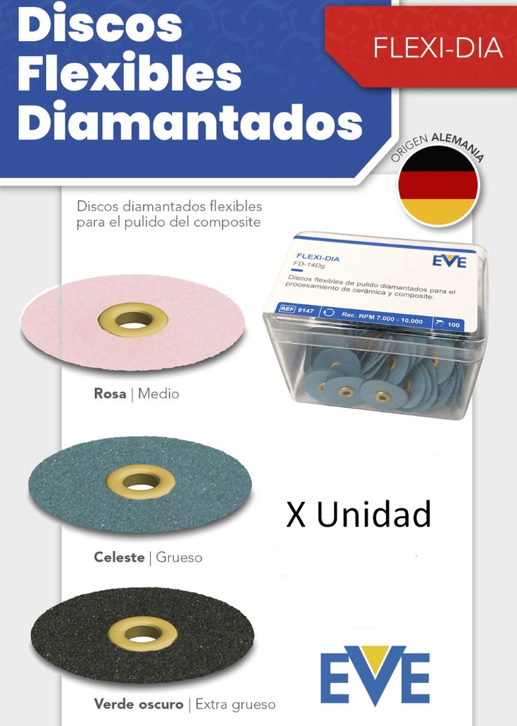  Discos flexibles FLEXI-DIA diamantados p/ cerámica y composite x unidad - EVE