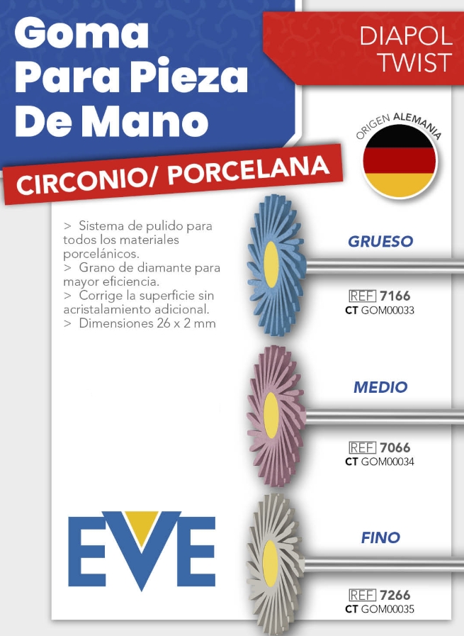 Goma para pieza de mano Circonio / porcelana - DIAPOL x unidad - EVE