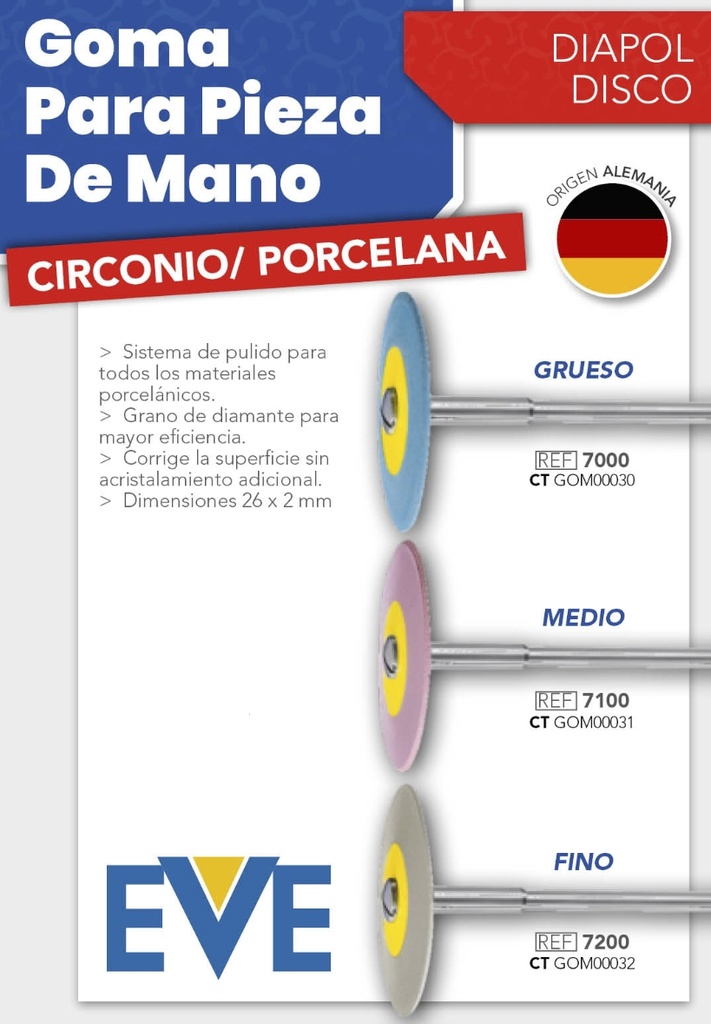 Goma para pieza de mano Circonio / porcelana - DIAPOL x unidad - EVE