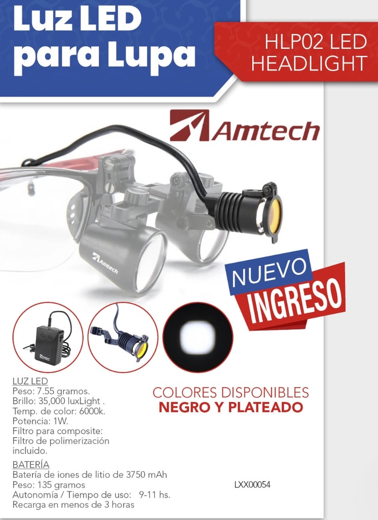 Lupa 3.5X armazon Resina Ajustable - Amtech