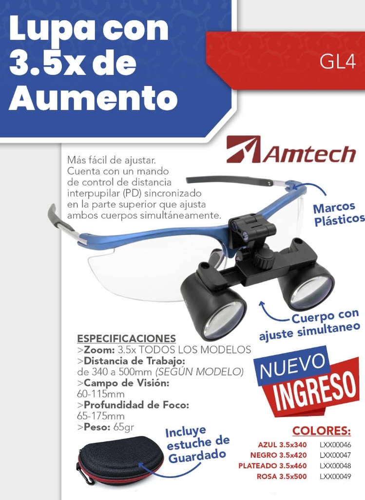 Lupa 3.5X armazon plástico - GL4 - Amtech