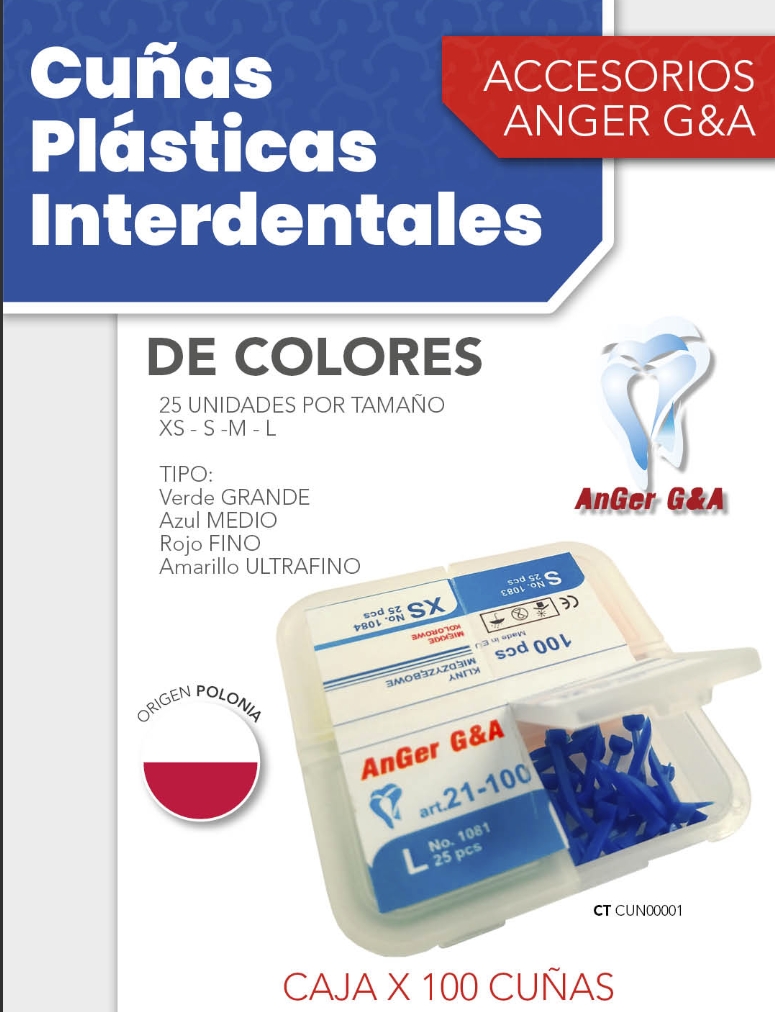 Cuñas plásticas  flexibles de colores  x 100 unidades - Anger