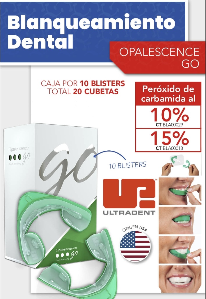 Cubetas de blanqueamiento OPALESCENCE GO  al 15%,  sabor MENTA - ULTRADENT