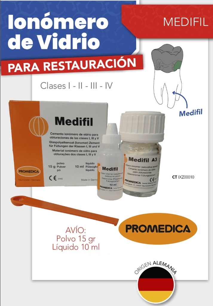 Ionómero vítreo Medifil para Obturar - Avío polvo + líquido - PROMEDICA