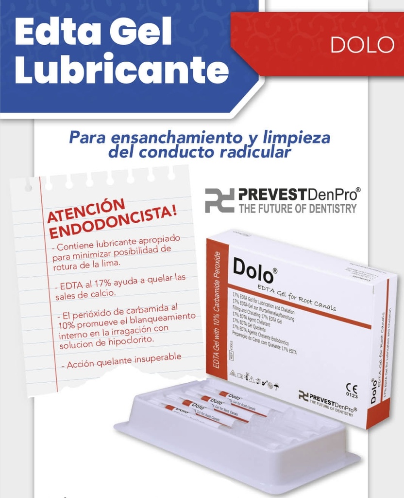 EDTA gel p/ ensanchar conductos - con per. de Carbamida 10% - Quelante Dolo - jeringa 2g - Prevest