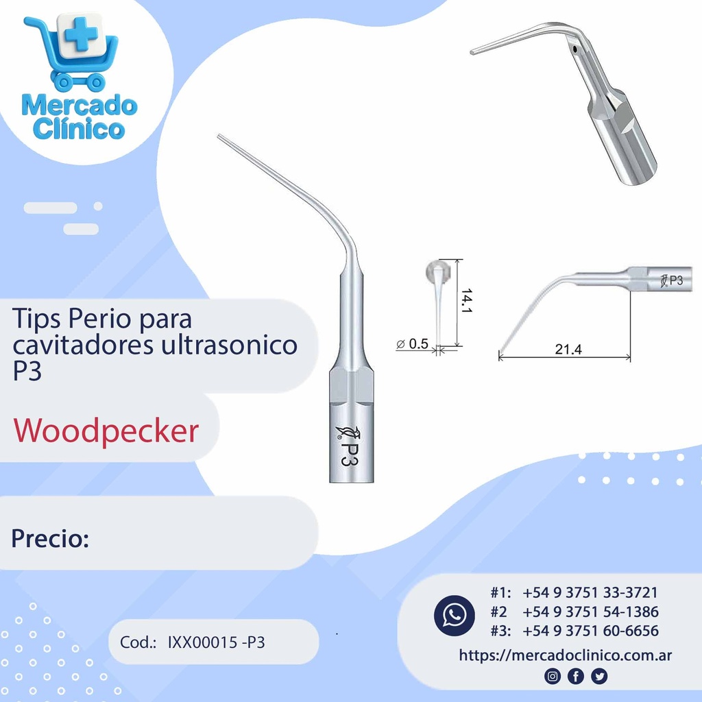 Puntas Tips  P3 - Para cavitador Ultrasonico - Woodpecker