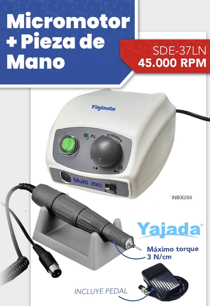 Micromotor para laboratorio SDE-37LN - 45.000 RPM - Yajada