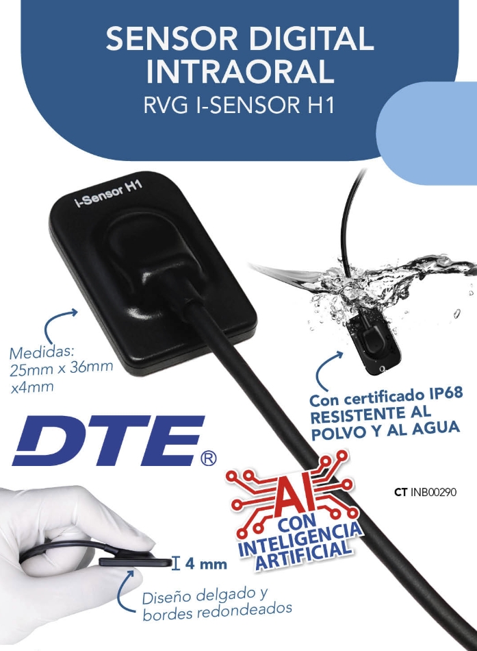 Radiovisógrafo / RVG / Sensor RX Digital - i SENSOR  H1 Resistente al polvo y al agua - DTE