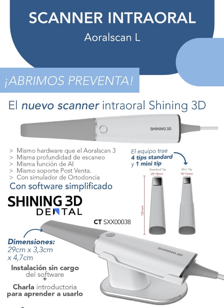 Escaner / Scanner intraoral Aoralscan L - Shining 3D