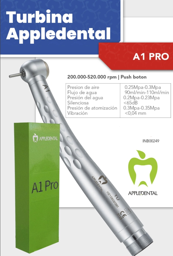 Turbina A1 -  Push Button Simple Spray 200.000 – 520.000 rpm - Apple Dental
