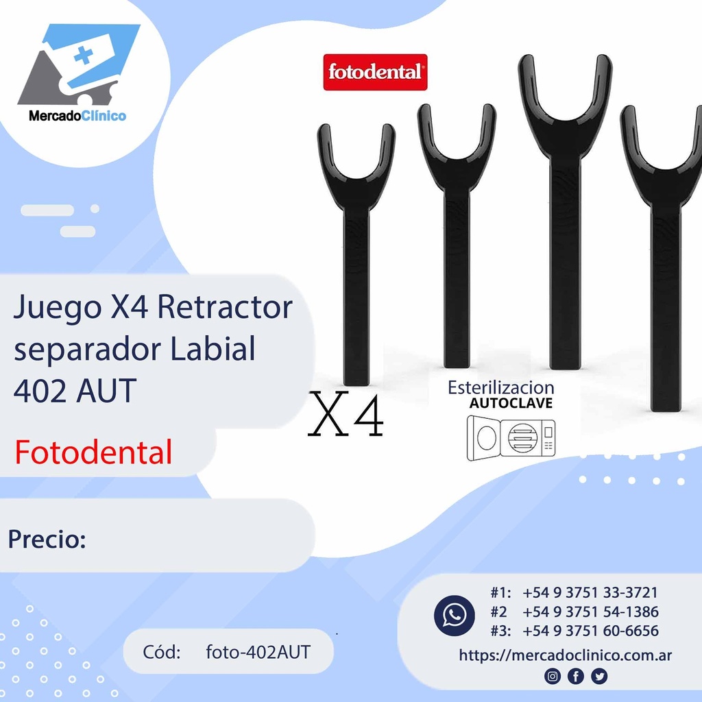 Juego X4 Retractor separador Labial 402 AUT - FOTODENTAL