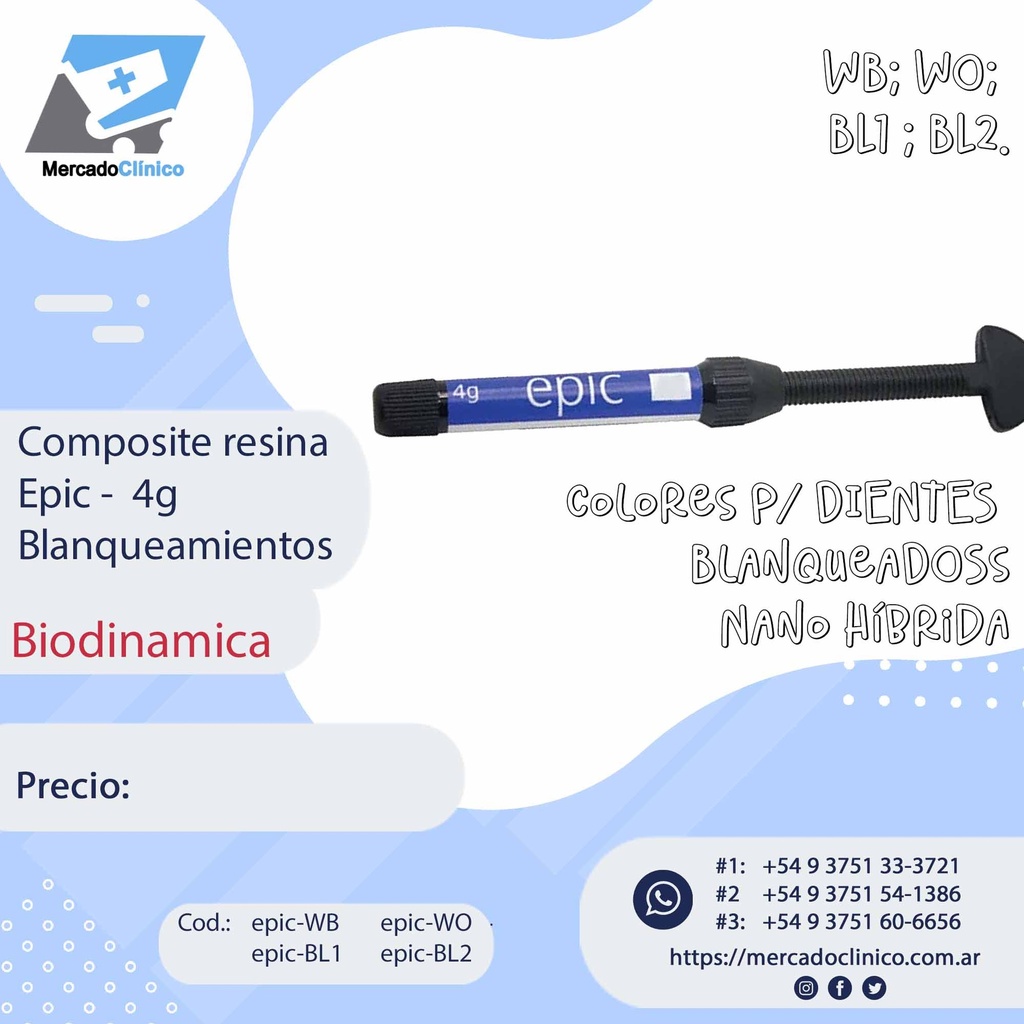 Composite Resina Nano Hibrida Epic 4gr - BLANQUEAMIENTO - BIODINAMICA