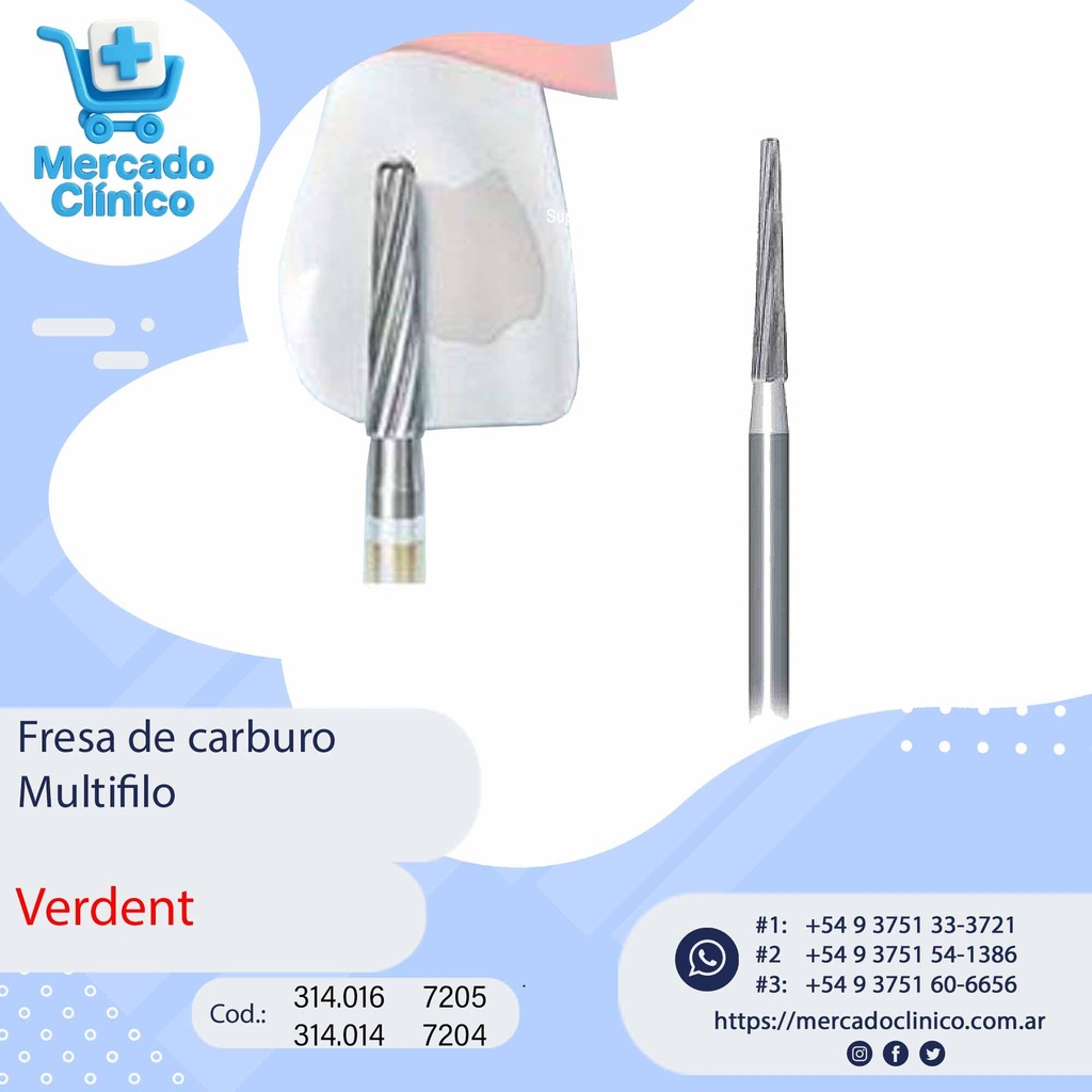 Fresa de carburo multifilo troncocónica - VERDENT