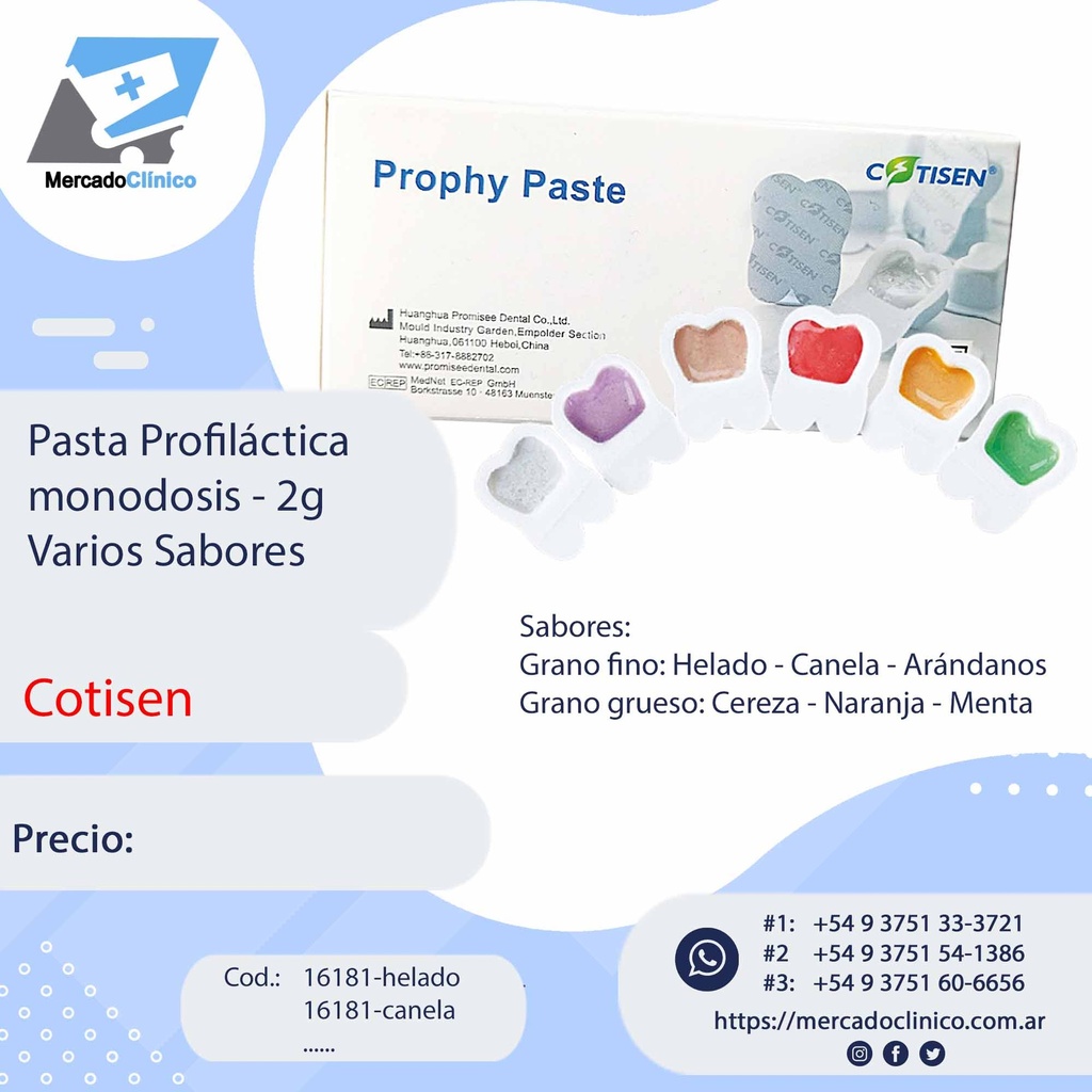 Pasta Profiláctica monodosis - 2g Varios Sabores - Cotisen