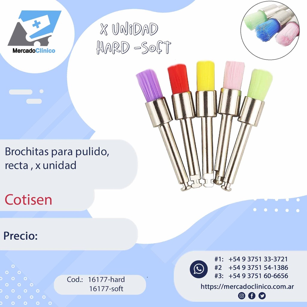 Brochitas para pulido, puntas recta, x unidad - Cotisen