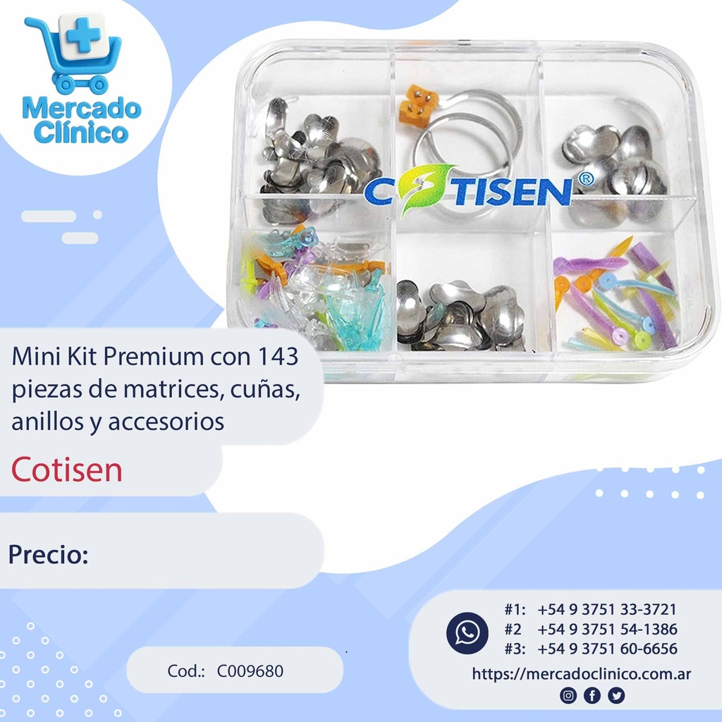 Mini Kit Premium con 143 piezas de matrices, cuñas, anillos y accesorios - Cotisen