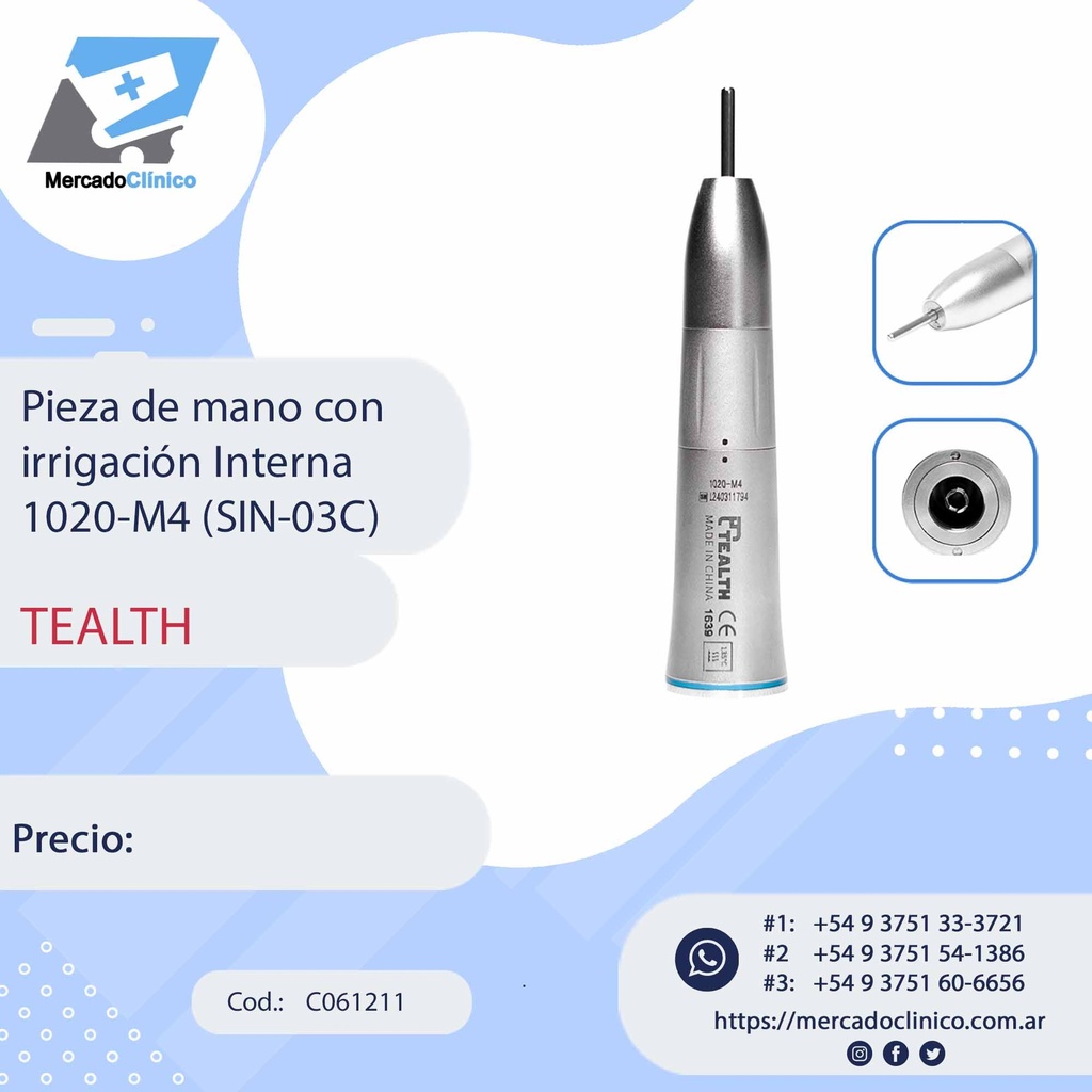 Pieza de mano con irrigación Interna 1020-M4 (SIN-03C) - TEALTH