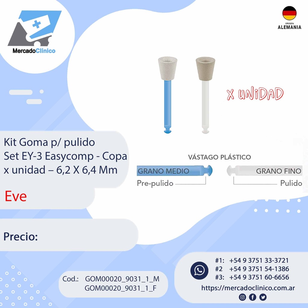 Gomas para pulido - Set EY-3 - Copa - x unidad - Eve
