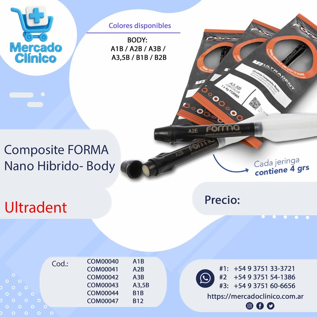 Composite / Resina -  FORMA  - BODY - Nano hibrida 4g - ULTRADENT