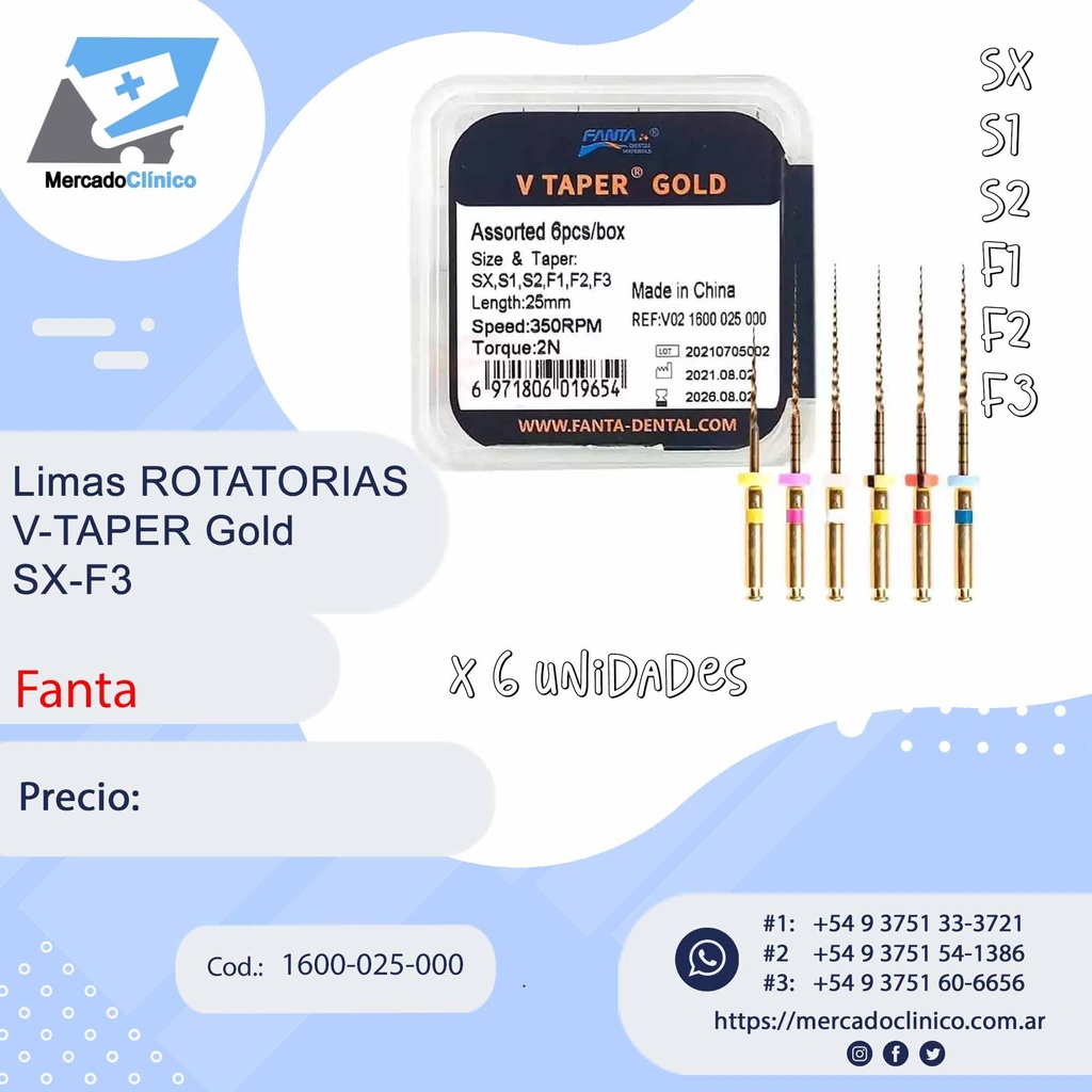 Limas ROTATORIAS - V-TAPER Gold- SX-F3 - Fanta