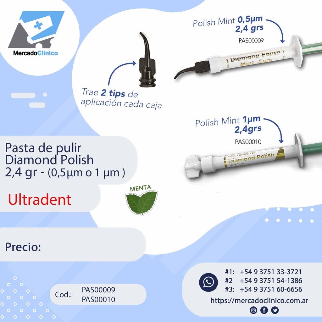 Pasta de pulir Diamond Polish 2,4 gr - (0,5μm o 1 μm ) - Ultradent