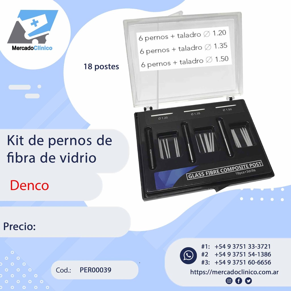 Postes de fibra de vidrio - Dif. tamaños - Fiber Post - Maquira