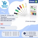Limas K - 21mm X6 - Tamaños: #06 #08 #10 #15 #20 #25 #35 #40 #45- NIC