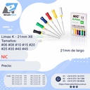 Limas K - 25 mm X6 - Tamaños: #15 #20 #25 #35 #40 #45- NIC
