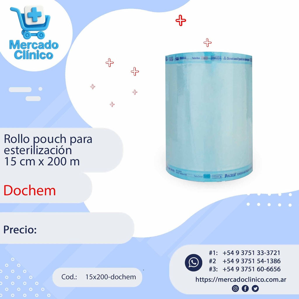 Rollo pouch para  esterilización  15 cm x 200 m - DOCHEM