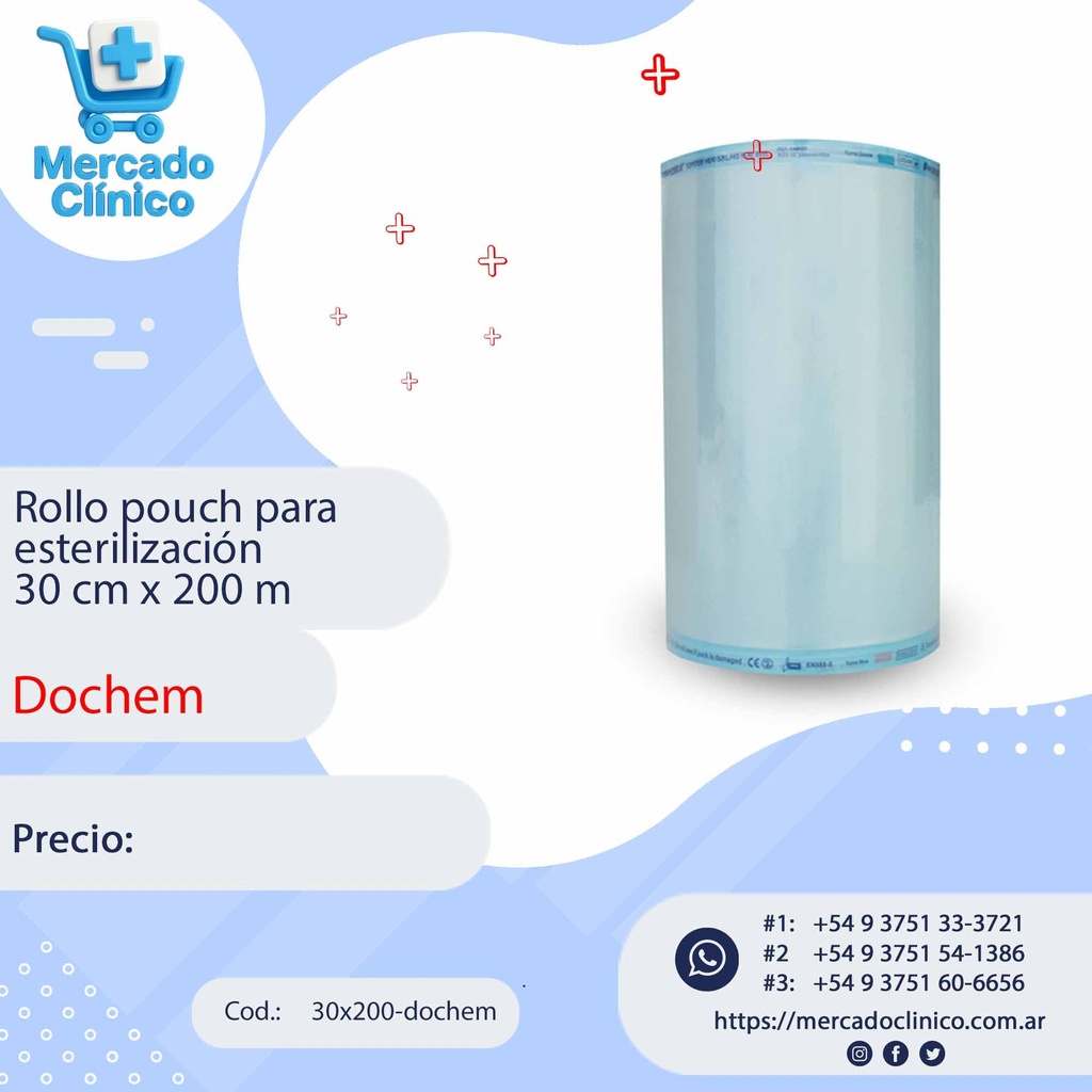 Rollo pouch para  esterilización  30 cm x 200 m - DOCHEM 