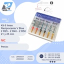 Kit 6 limas  Reciprocante V Blue - Trae 2 R25 - 2 R40 - 2 R50 - 21 y 25 mm  - NIC