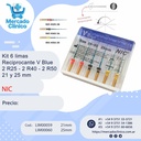 Kit 6 limas  Reciprocante V Blue 2 R25 - 2 R40 - 2 R50 - 21 y 25 mm  - NIC