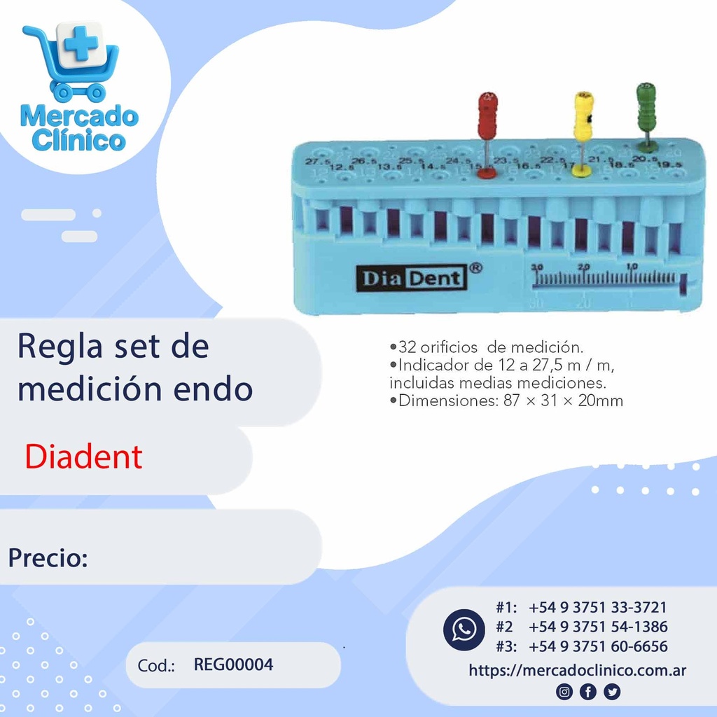 Regla endodóntica, SET DE MEDICION - Diadent