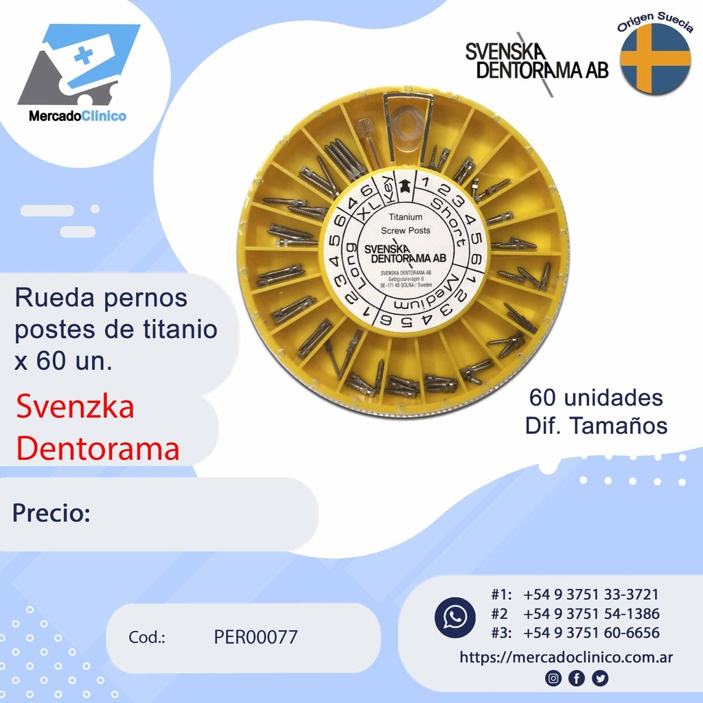 Rueda pernos postes de titanio  x 60 un. - Svenska Dentorama